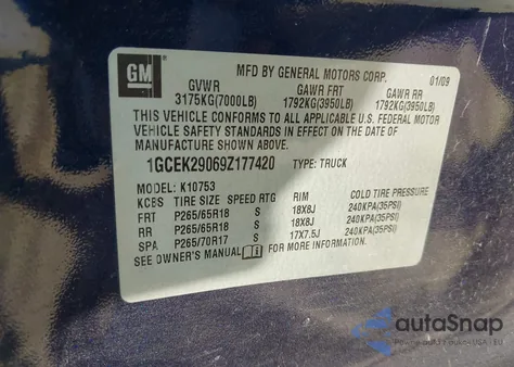 2009 Chevrolet Silverado 1500 Lt from USA, damaged, VIN 1GCEK29069Z177420